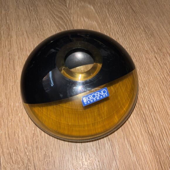 Short Kronos Poland black and amber mcm modern vase box i - Picture 1 of 3
